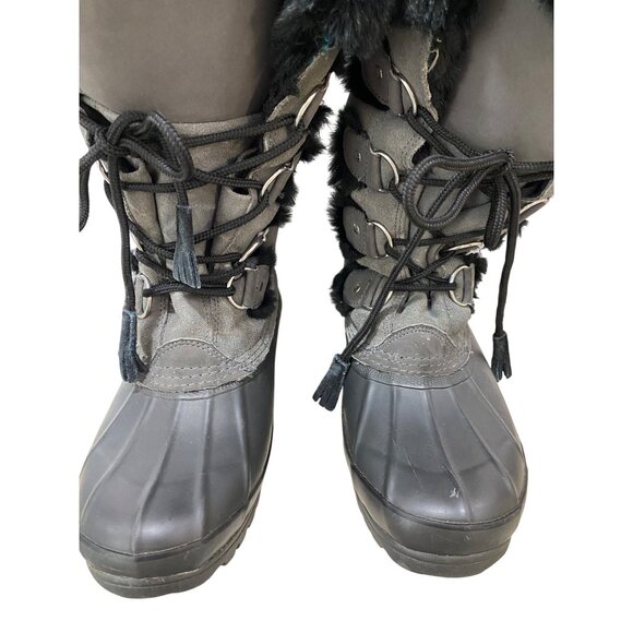 Khombu Women's Black Fur-Lined Winter lace up snow Boots size 8 - Picture 4 of 9